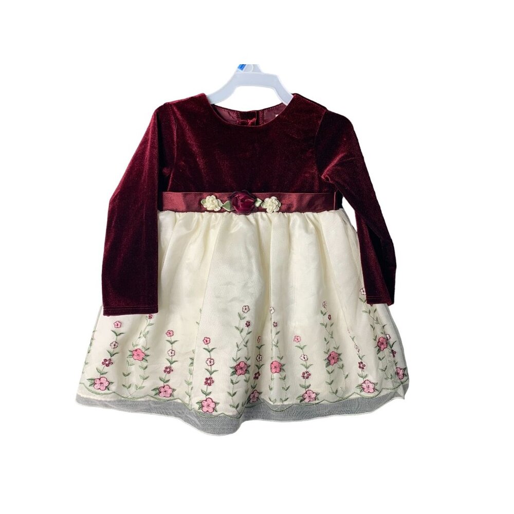George Fancy Velvet Maroon Dress - Size 24 months